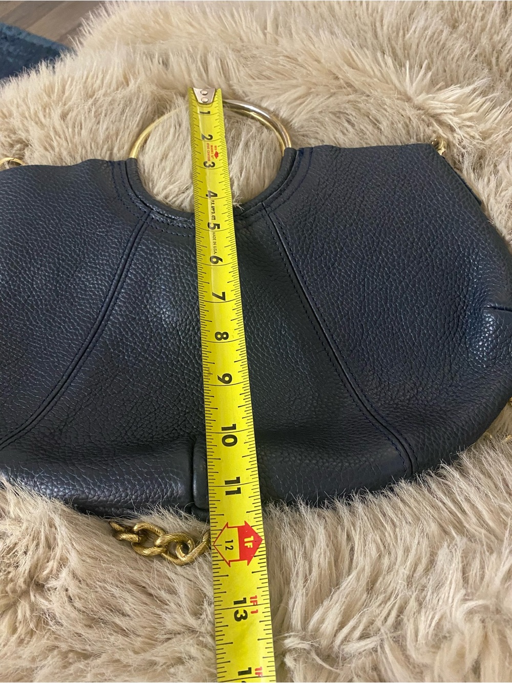 Falor Made in Italy leather purse with Gold Ring Handle
